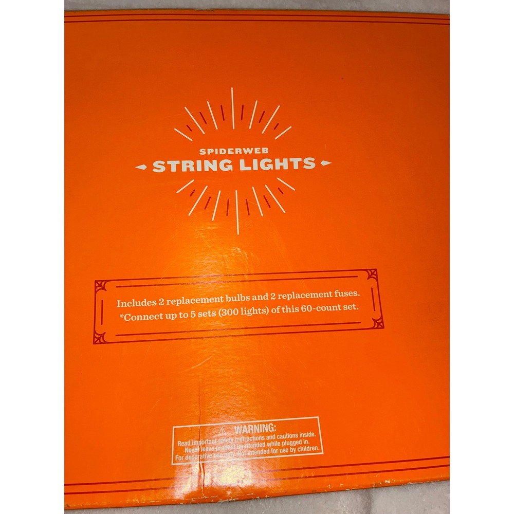 Halloween Spider Web String Lights Hyde & Eek Orange Black Decor Party - Picture 4 of 6